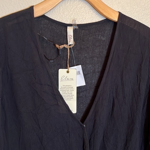 NWT Elan Solid Black Cover-Up One Piece Romper - Picture 2 of 10